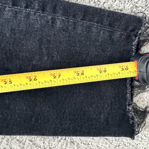 Zara high waist straight leg distressed hem jeans in black - Picture 6 of 6